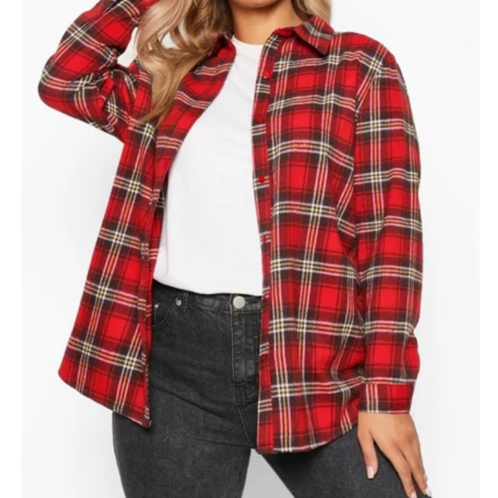 NEW•Creme De La Creme• CLASSIC PLAID OVERSIZED FLANNEL - WARM & COZY•1X